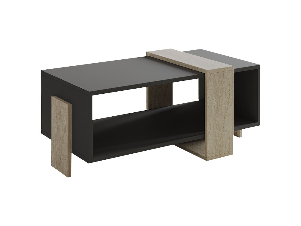 Mesa de centro em madeira "Meleni" - 90 x 49 x 40 cm - Cinzento antracite