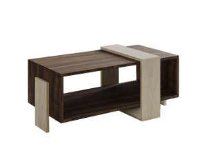 Mesa de centro de madeira "Meleni" - 90 x 49 x 40 cm - Travertino