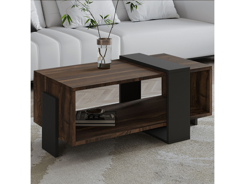 Mesa de centro de madeira "Meleni" - 90 x 49 x 40 cm - Castanho