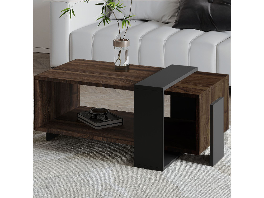 Mesa de centro de madeira "Meleni" - 90 x 49 x 40 cm - Castanho
