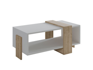 Mesa de centro de madeira "Meleni" - 90 x 49 x 40 cm - Branco