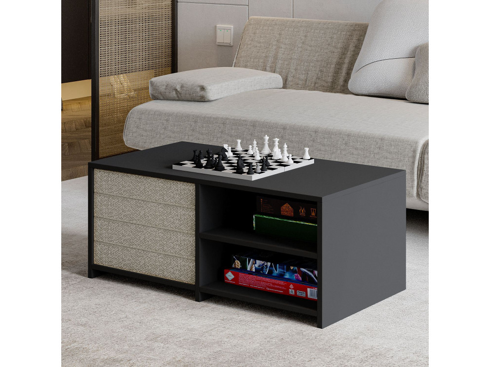 Conjunto de mesa de centro em madeira "Gord" - 90 x 45 x 44,1 cm - Antracite