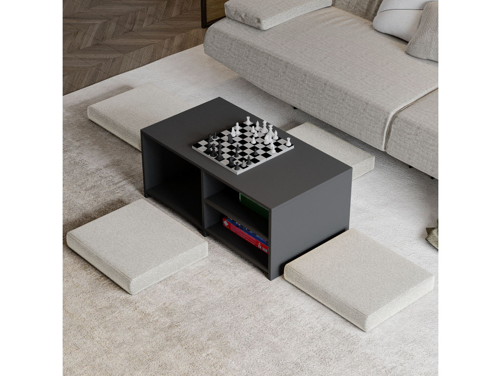 Conjunto de mesa de centro em madeira "Gord" - 90 x 45 x 44,1 cm - Antracite