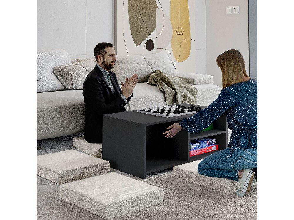 Conjunto de mesa de centro em madeira "Gord" - 90 x 45 x 44,1 cm - Antracite