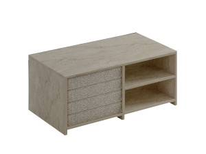 Mesa de centro de madeira "Gord" - 90 x 45 x 44 cm - Travertino