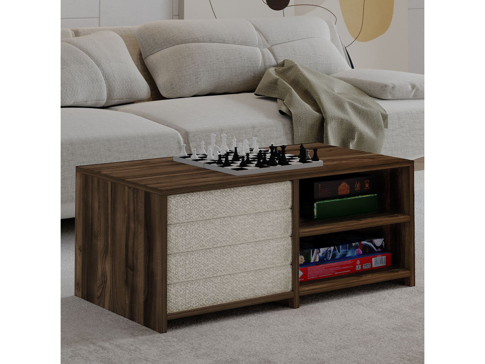 Mesa de centro de madeira "Gord" - 90 x 45 x 44 cm - Castanho