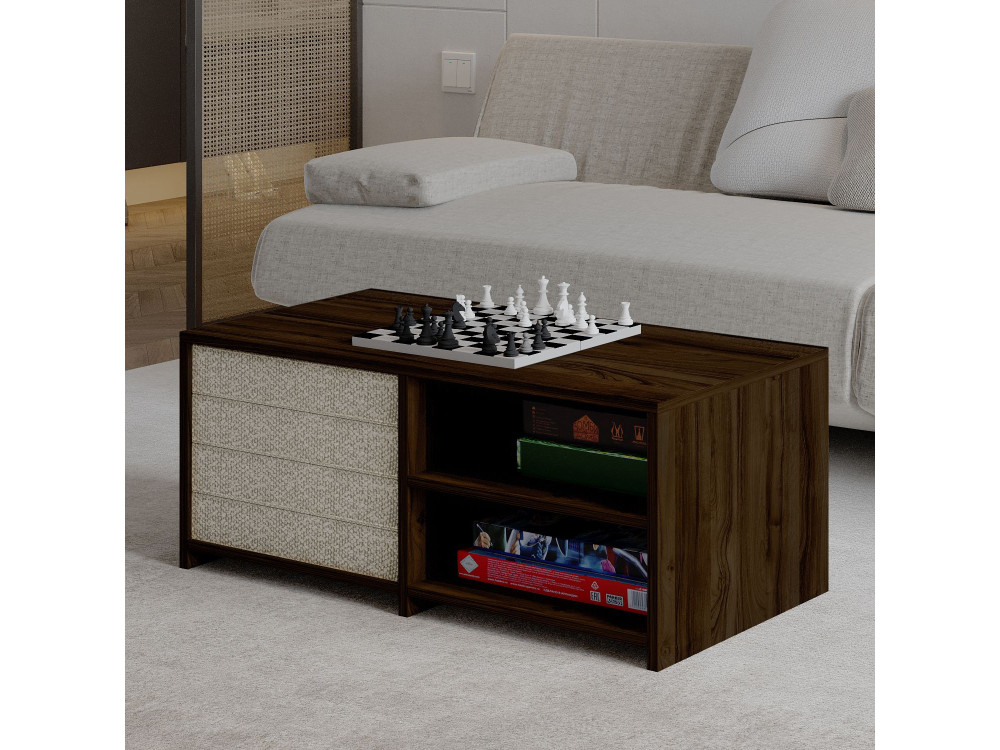 Mesa de centro de madeira "Gord" - 90 x 45 x 44 cm - Castanho
