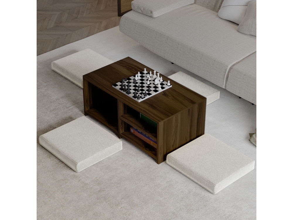 Mesa de centro de madeira "Gord" - 90 x 45 x 44 cm - Castanho
