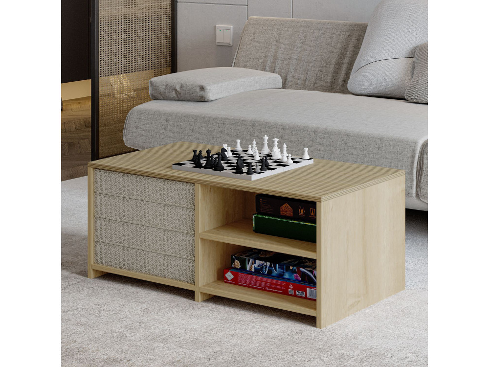 Mesa de centro de madeira "Gord" - 90 x 45 x 44 cm - Bege