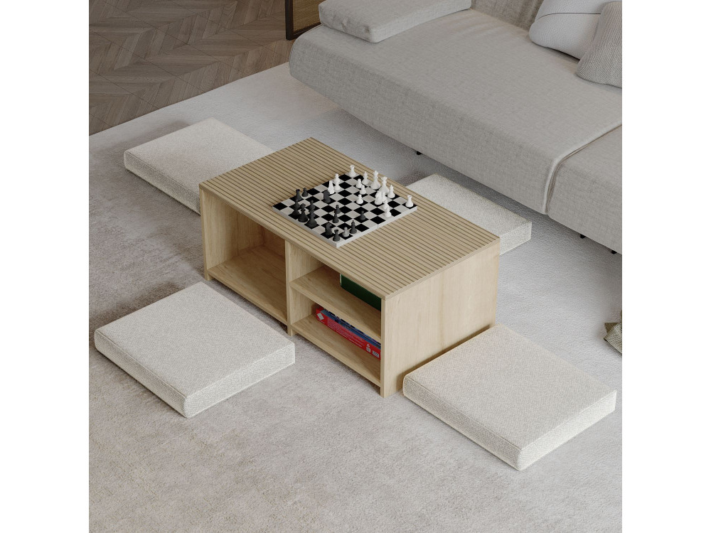 Mesa de centro de madeira "Gord" - 90 x 45 x 44 cm - Bege