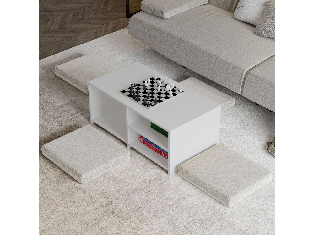 Mesa de centro de madeira "Gord" - 90 x 45 x 44 cm - Branco