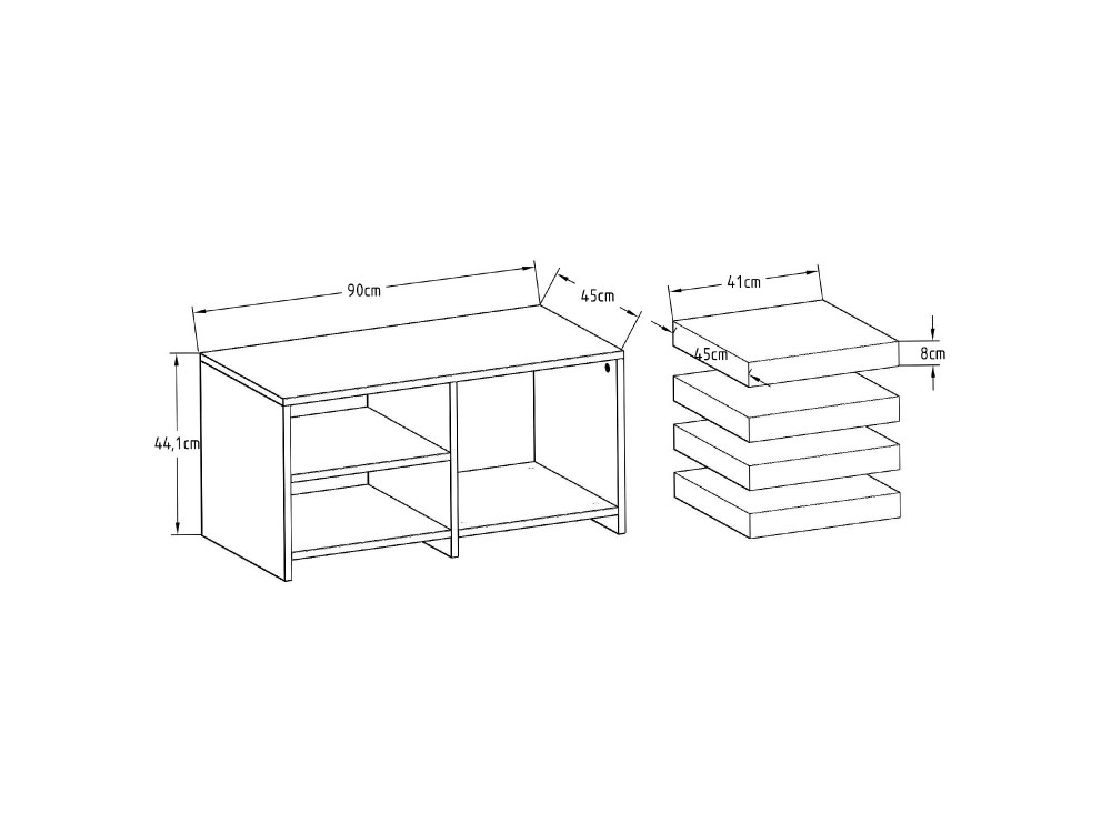 Mesa de centro de madeira "Gord" - 90 x 45 x 44 cm - Branco