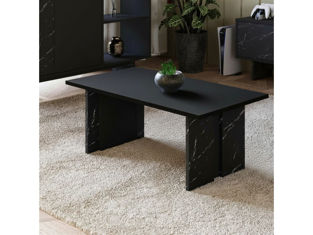 Mesa de centro de madeira "Ravello" - 90 x 50 x 40 cm - Preto