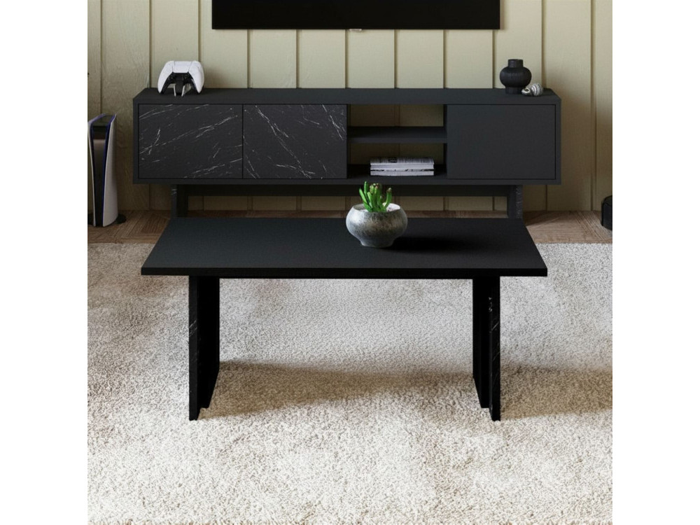 Mesa de centro de madeira "Ravello" - 90 x 50 x 40 cm - Preto