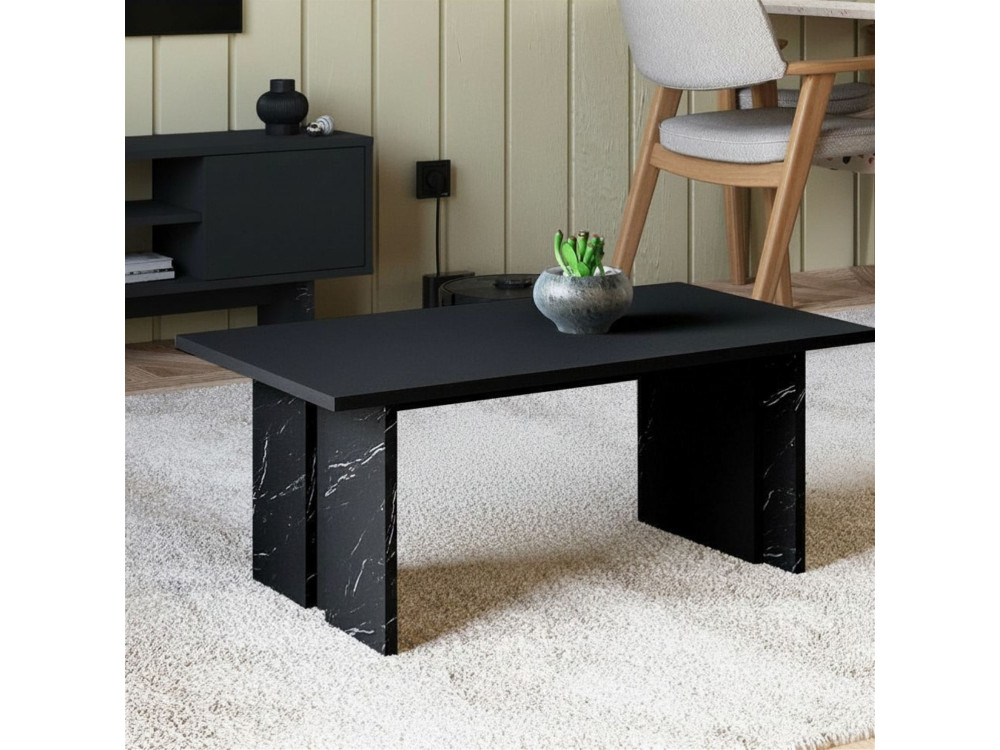 Mesa de centro de madeira "Ravello" - 90 x 50 x 40 cm - Preto