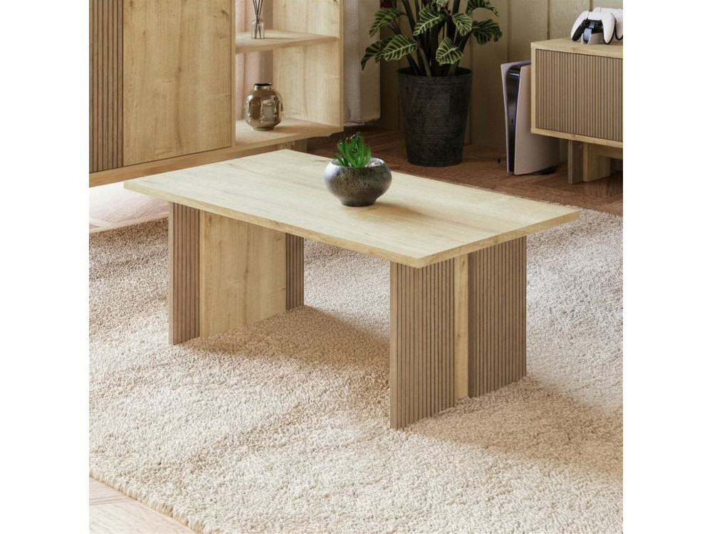 Mesa de centro em madeira "Ravello" - 90 x 50 x 40 cm - Bege