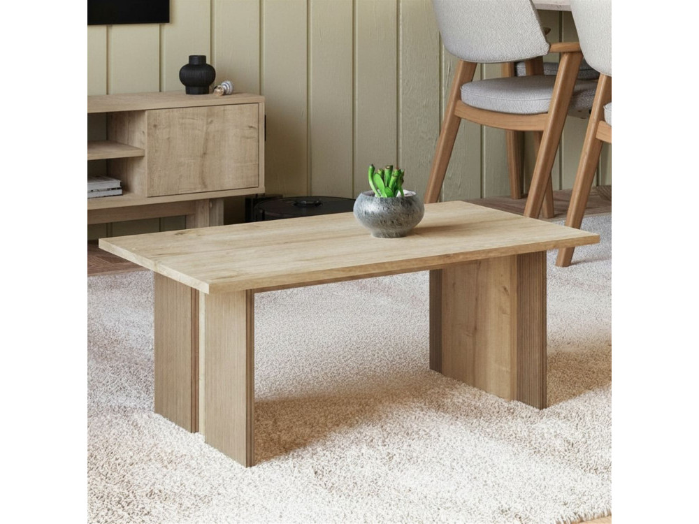 Mesa de centro em madeira "Ravello" - 90 x 50 x 40 cm - Bege