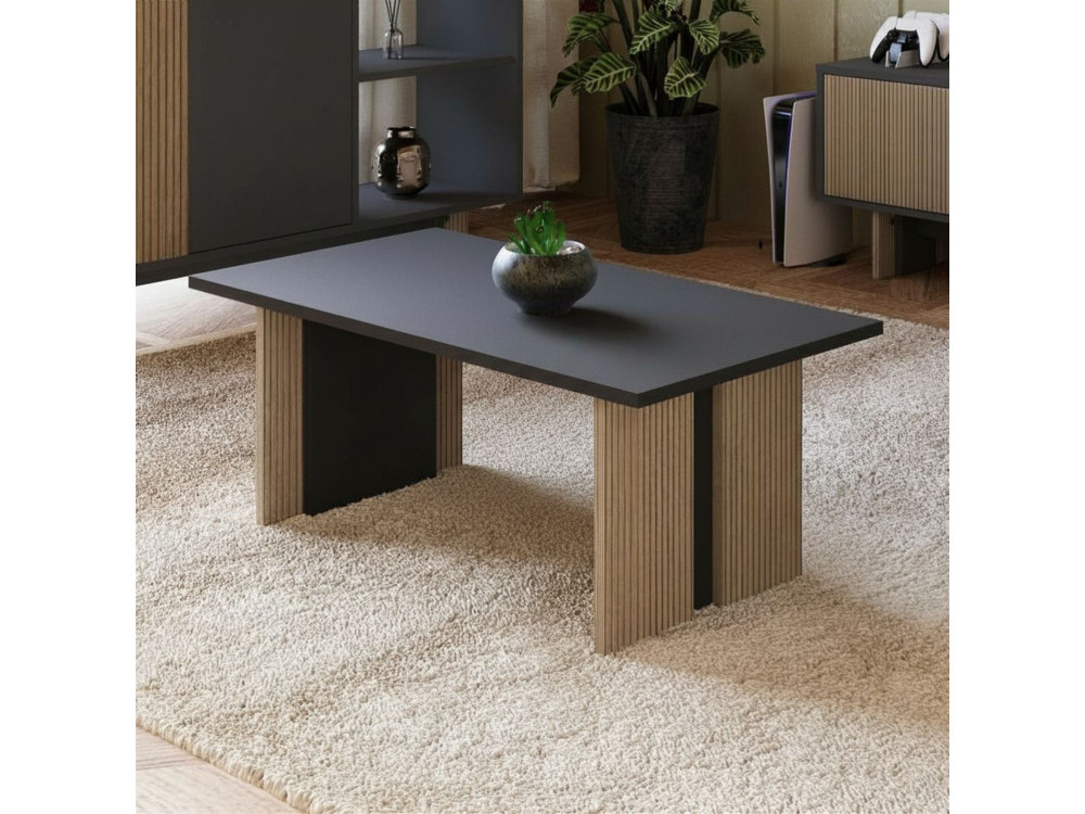 Mesa de centro em madeira "Ravello" - 90 x 50 x 40 cm - Cinzento antracite