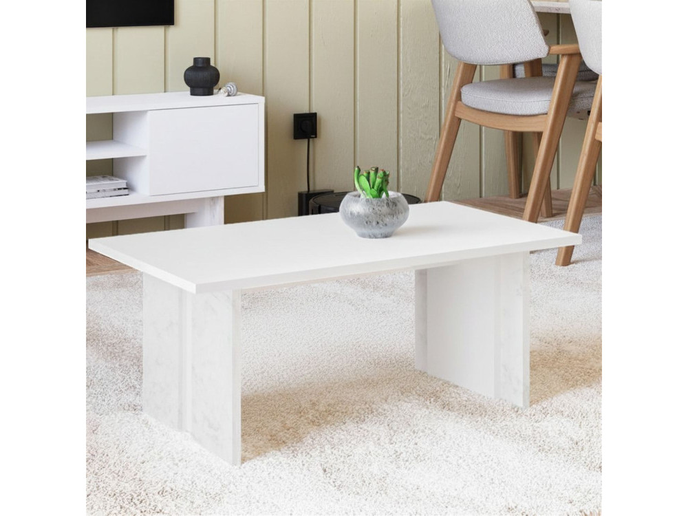 Mesa de centro de madeira "Ravello" - 90 x 50 x 40 cm - Branco