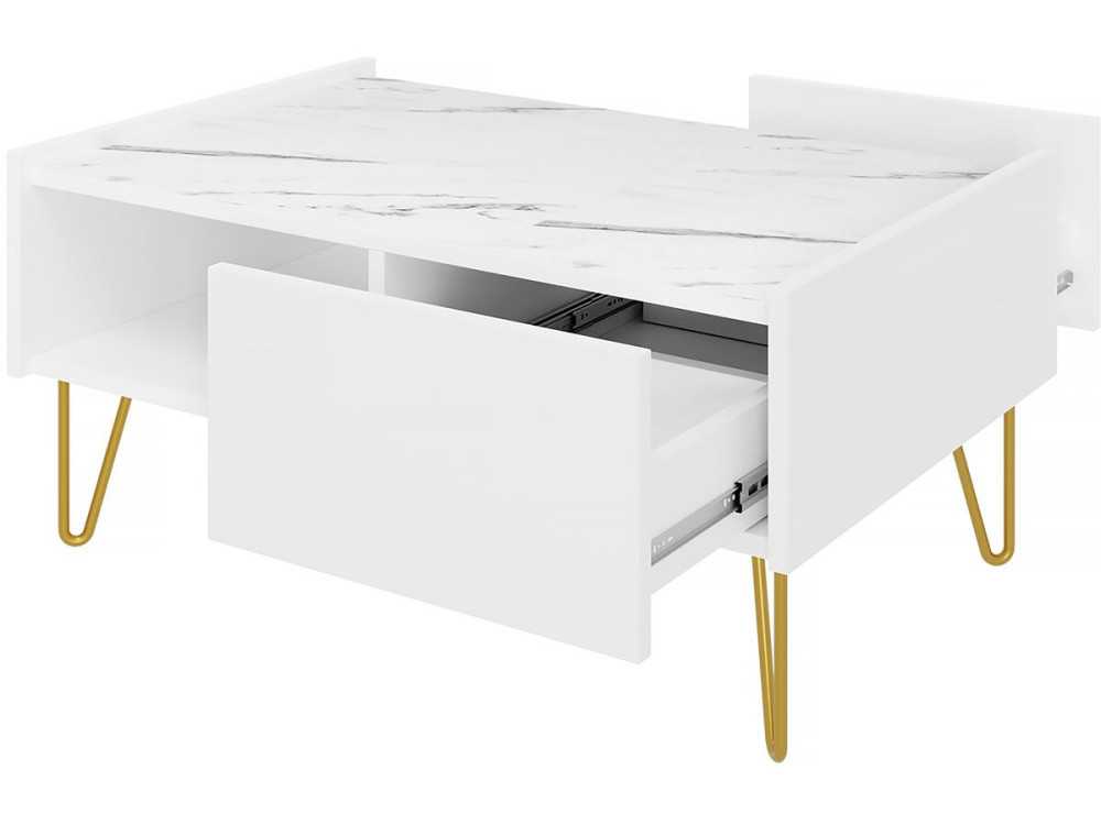 Mesa de centro «Narine L» - 97 x 45 x 65 cm - Branco