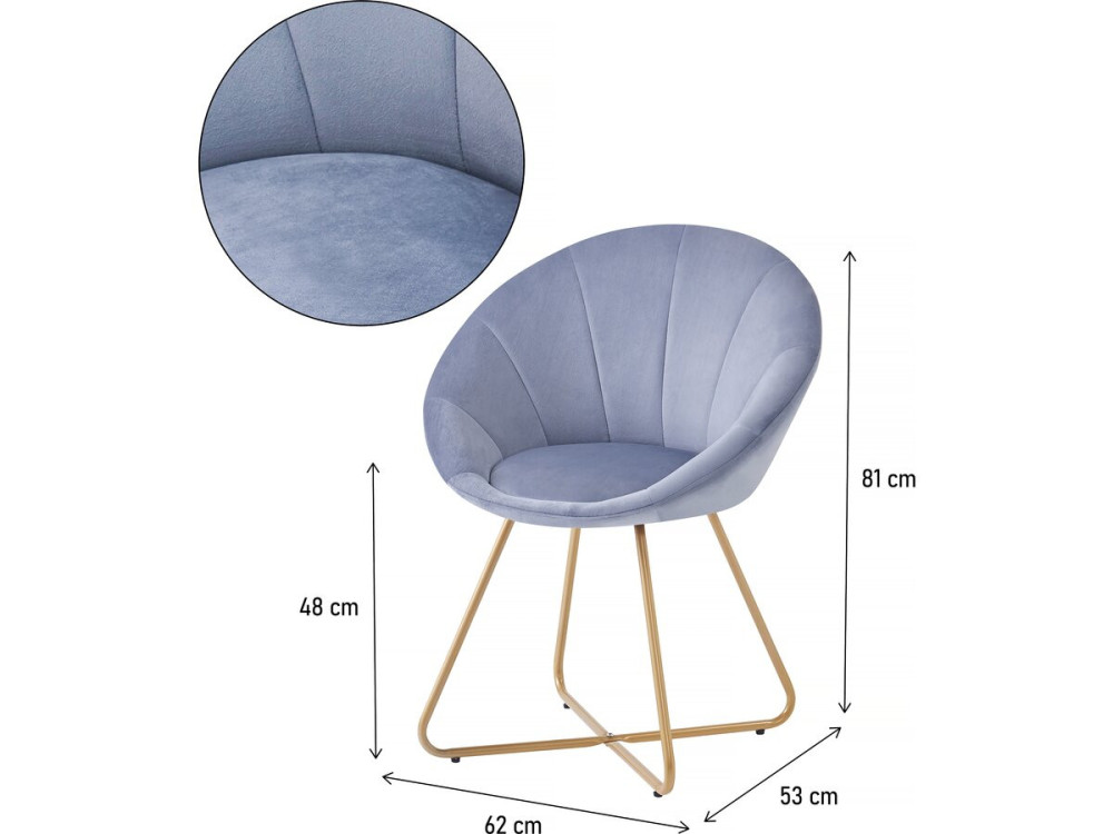 Conjunto de 2 cadeiras de sala de jantar em veludo "Rosalie" - Cinza