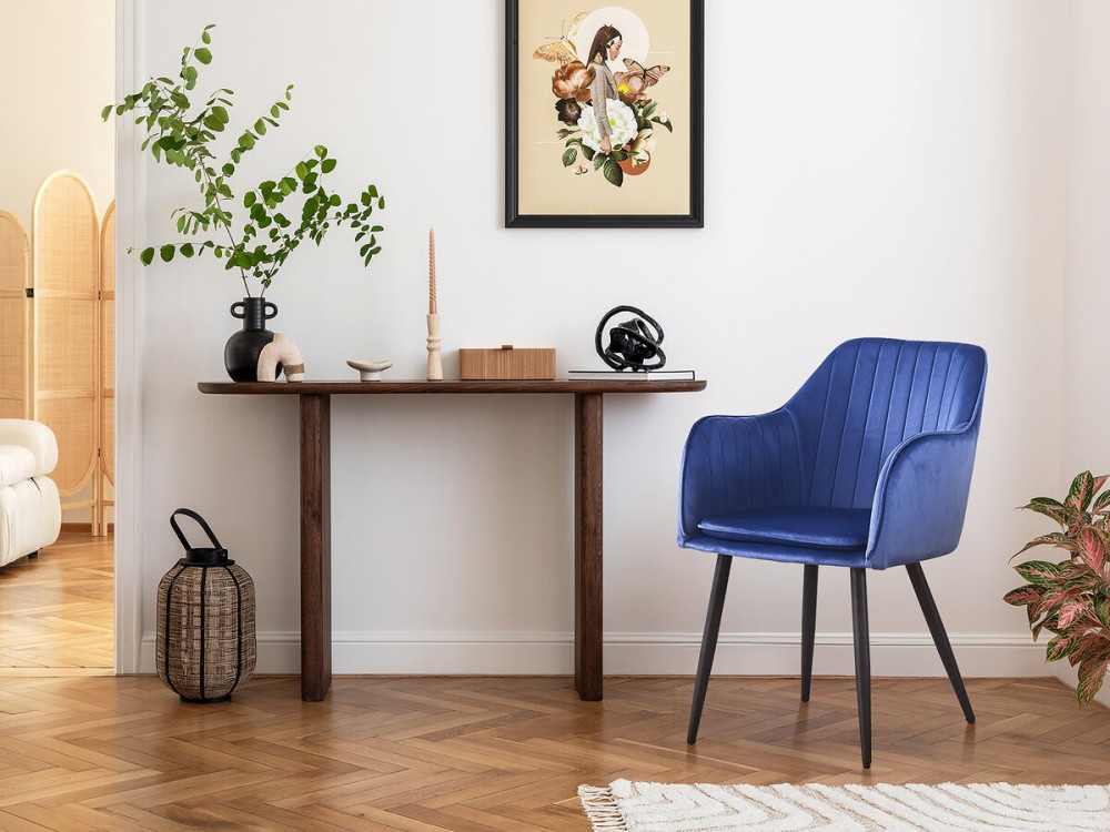 Conjunto de 2 cadeiras de veludo "Velma" com braços - Azul