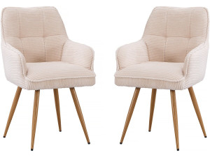 Conjunto de 2 cadeiras "Mayra" em bombazine - 60 x 56 x 88 cm - Bege