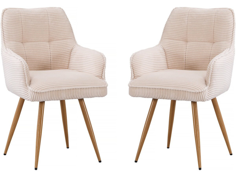 Conjunto de 2 cadeiras "Mayra" em bombazine - 60 x 56 x 88 cm - Bege
