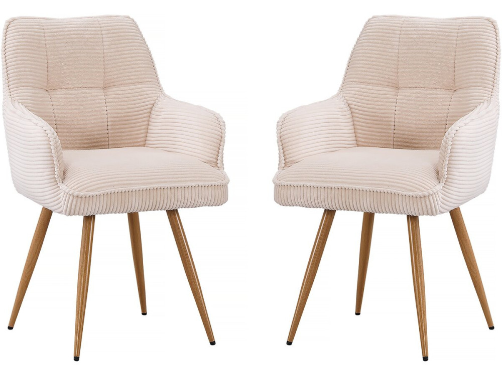 Conjunto de 2 cadeiras "Mayra" em bombazine - 60 x 56 x 88 cm - Bege