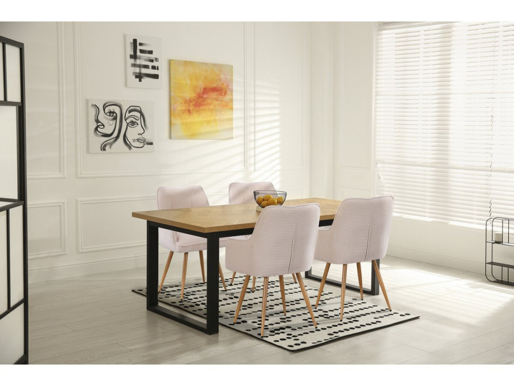 Conjunto de 2 cadeiras "Mayra" em bombazine - 60 x 56 x 88 cm - Bege