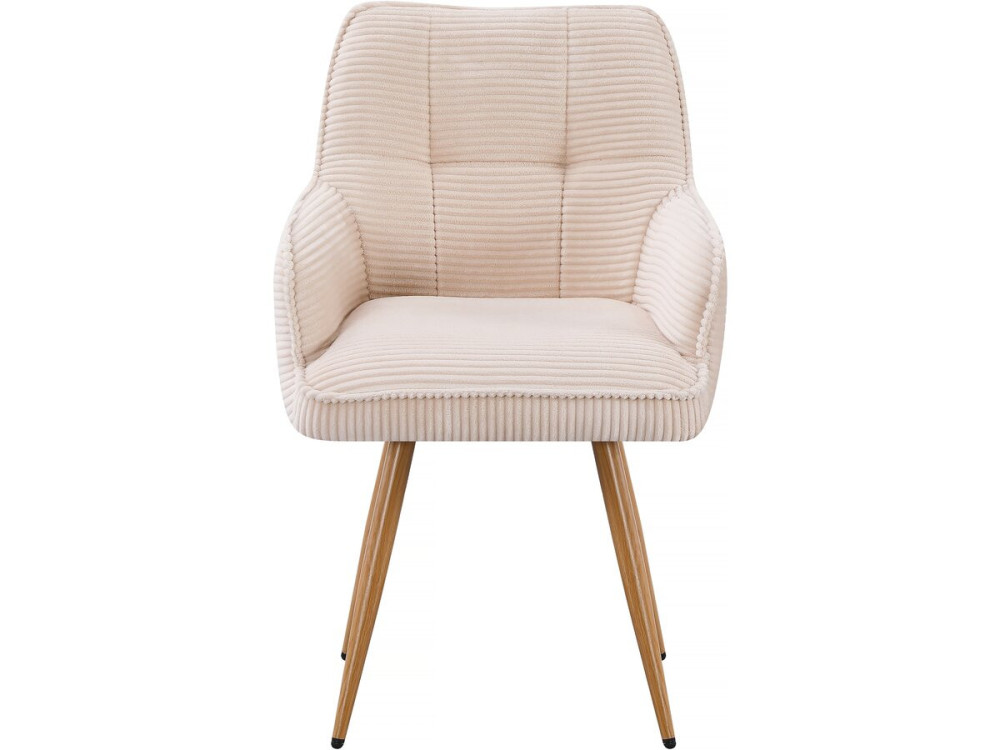 Conjunto de 2 cadeiras "Mayra" em bombazine - 60 x 56 x 88 cm - Bege