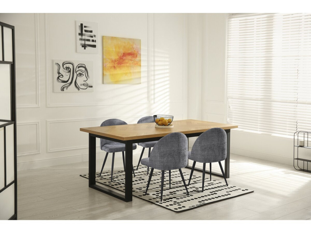 Conjunto de 2 cadeiras em tecido "Samuel" - 53 x 51 x 82 cm - Cinza