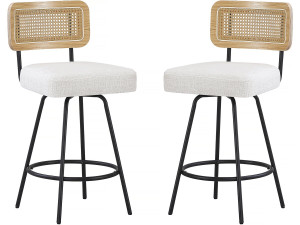 Conjunto de 2 cadeiras altas em tecido "Wilfried" - 51 x 44 x 95 cm - Bege