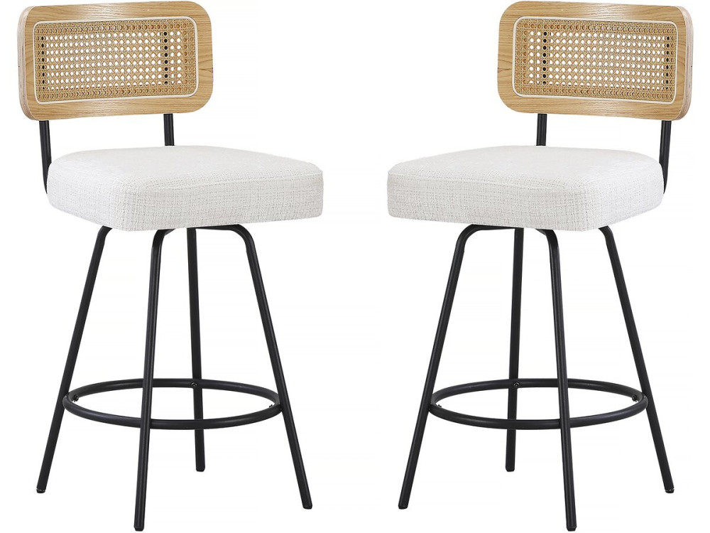 Conjunto de 2 cadeiras altas em tecido "Wilfried" - 51 x 44 x 95 cm - Bege