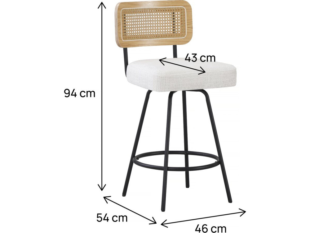 Conjunto de 2 cadeiras altas em tecido "Wilfried" - 51 x 44 x 95 cm - Bege