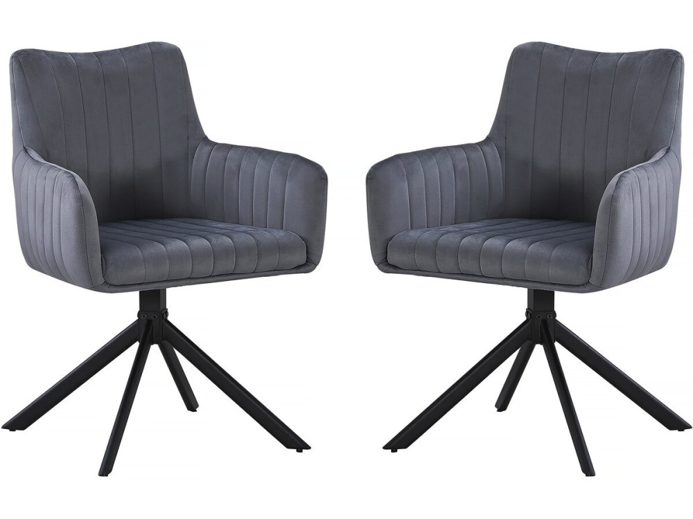 Conjunto de 2 cadeiras em tecido "Pharell" - 60 x 61 x 91 cm - Cinza