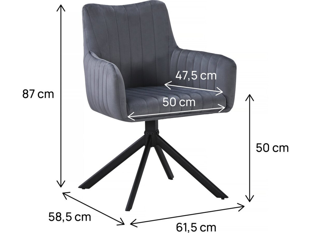 Conjunto de 2 cadeiras em tecido "Pharell" - 60 x 61 x 91 cm - Cinza