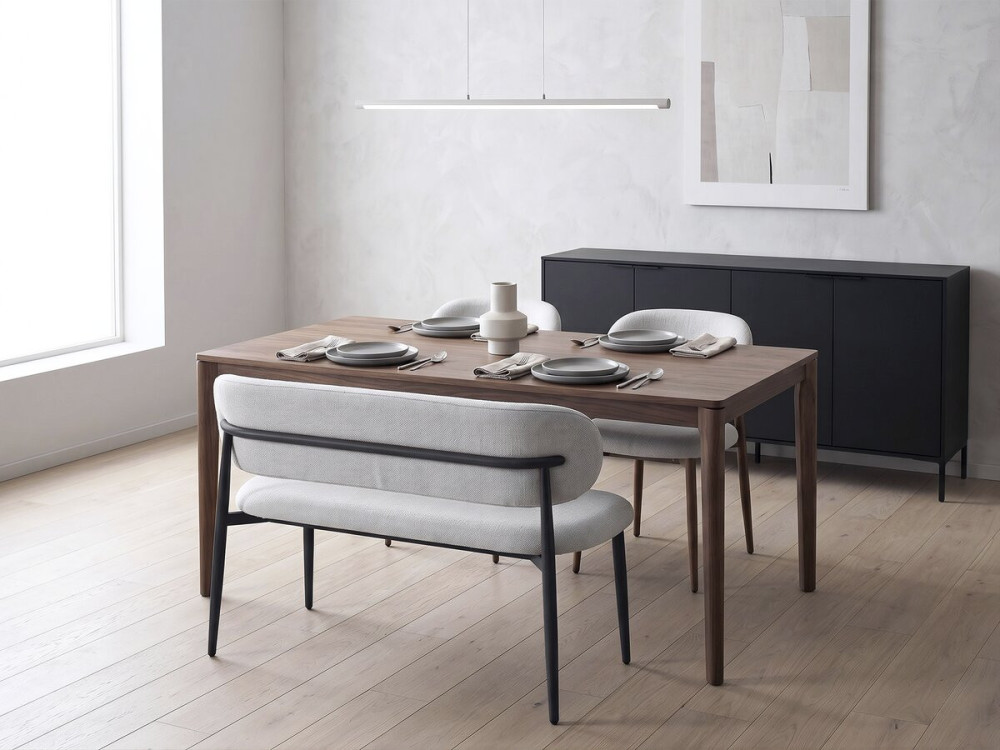 Banco de jantar em tecido - 110 cm - "Sélène" - 3 lugares - Cinzento claro e preto