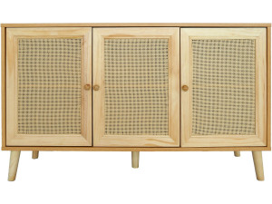 Aparador estilo cana "Neuille" - 120 x 40 x 71,5 cm - Bege