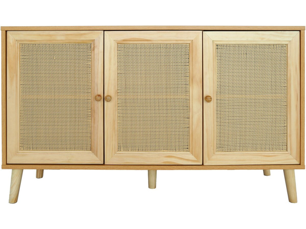 Aparador estilo cana "Neuille" - 120 x 40 x 71,5 cm - Bege