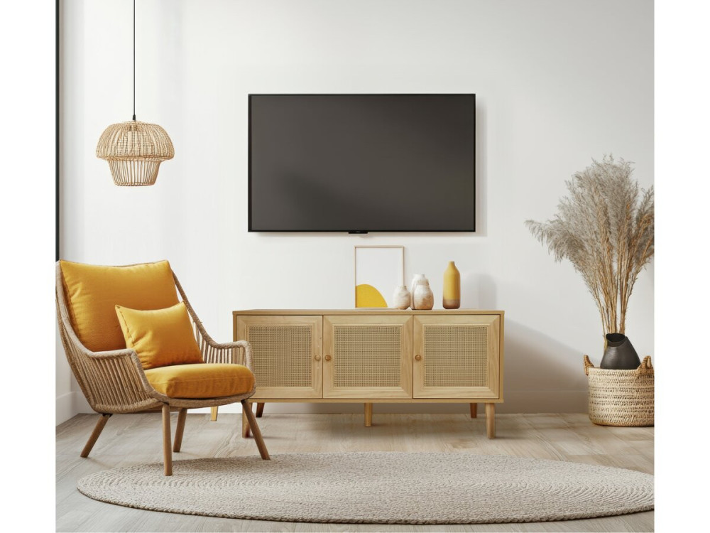 Aparador estilo cana "Neuille" - 120 x 40 x 71,5 cm - Bege