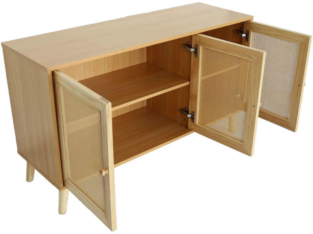 Aparador estilo cana "Neuille" - 120 x 40 x 71,5 cm - Bege