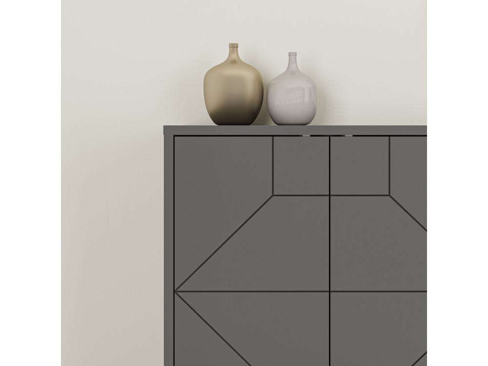 Aparador de madeira "Dune" - 183 x 35 x 77 cm - Antracite
