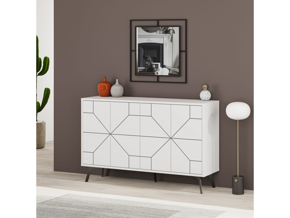 Aparador de madeira "Dune" - 123 x 35 x 62 cm - Branco