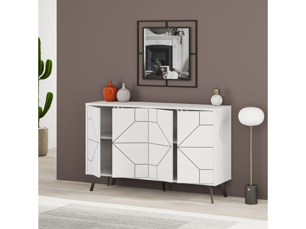 Aparador de madeira "Dune" - 123 x 35 x 62 cm - Branco