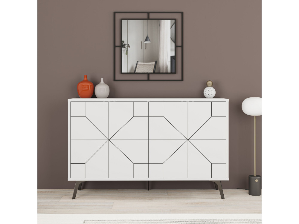Aparador de madeira "Dune" - 123 x 35 x 62 cm - Branco