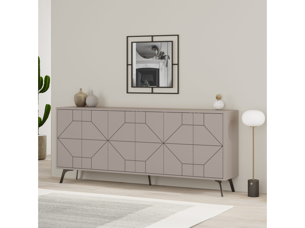 Aparador "Dune" em madeira - 184 x 35 x 77 cm - Castanho moca claro