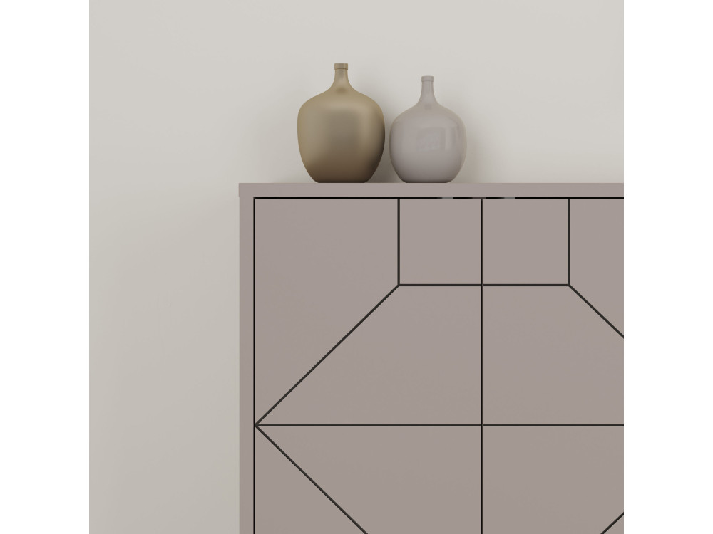 Aparador "Dune" em madeira - 184 x 35 x 77 cm - Castanho moca claro
