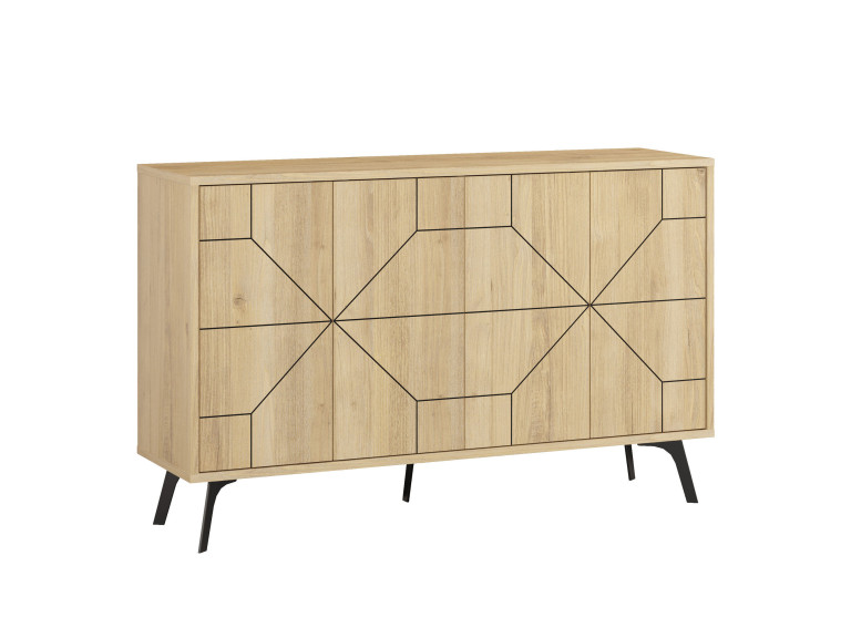 Aparador de madeira "Dune" - 123 x 35 x 62 cm - Bege