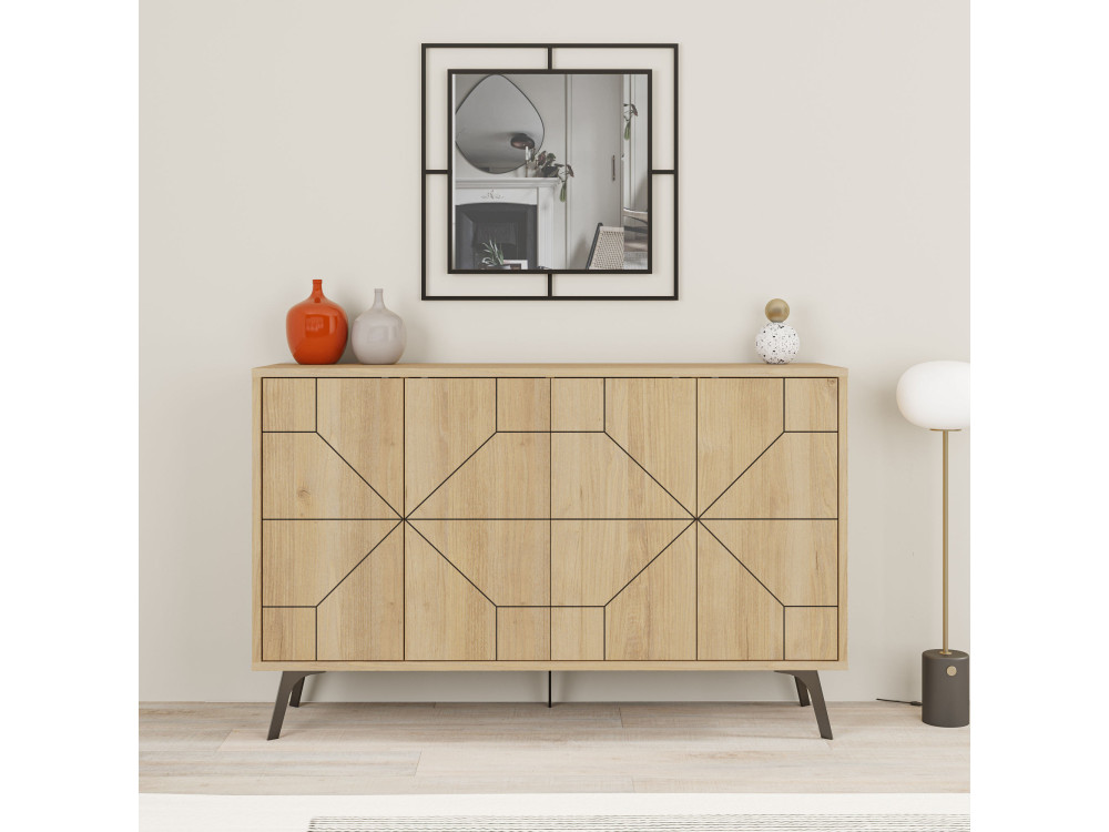 Aparador de madeira "Dune" - 123 x 35 x 62 cm - Bege